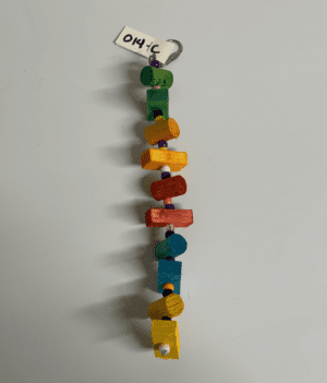 Colorful wooden blocks on a string.